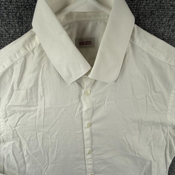 Kenzo White Size 16 Long Sleeve Button Up Shirt Men Cotton Designer Solid Adult - Picture 1 of 16